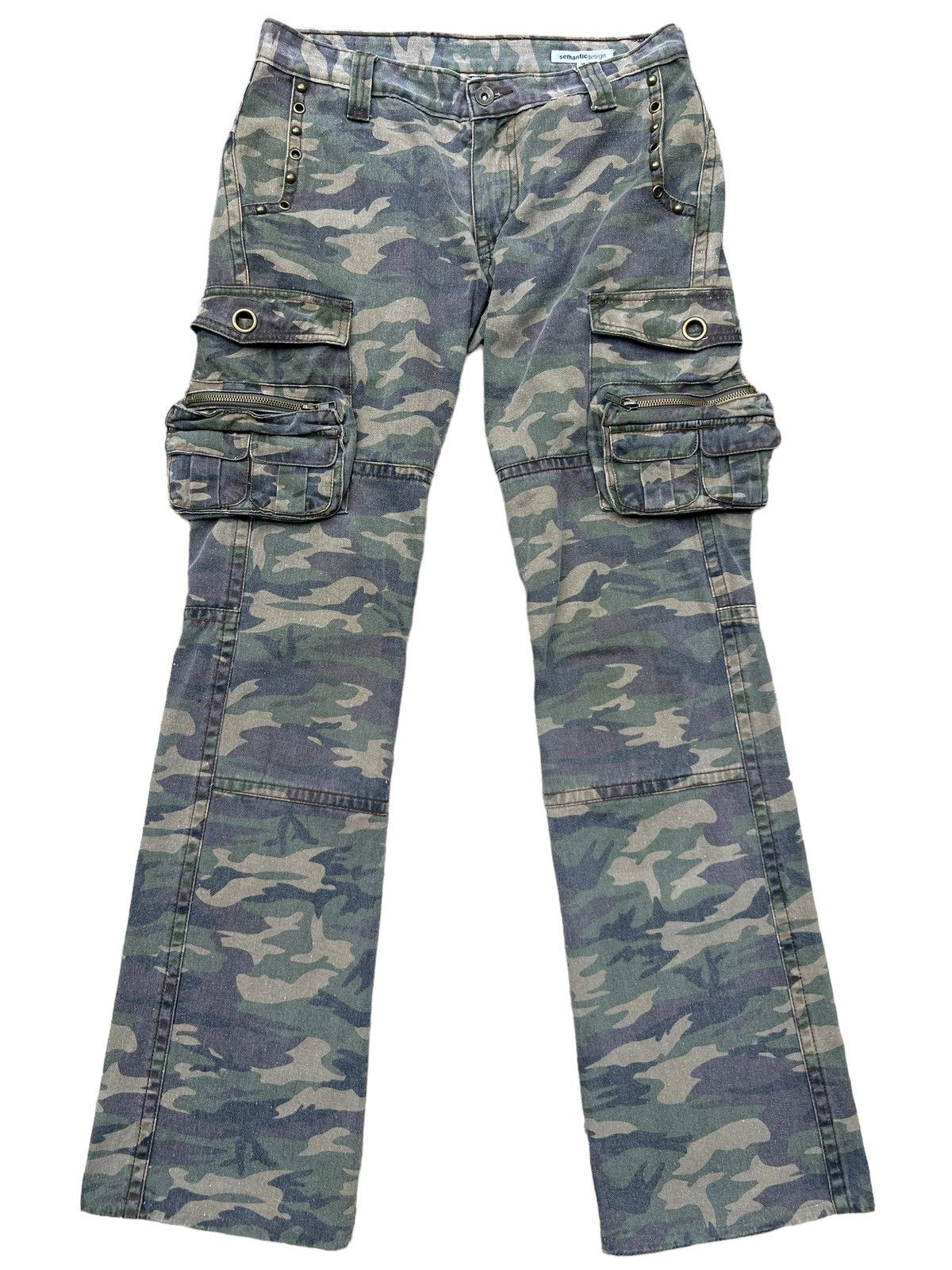semanticdesign SD Flare Japan Multipocket Camo Lowrise Pants 31x33 Size US 31 - 3 Thumbnail