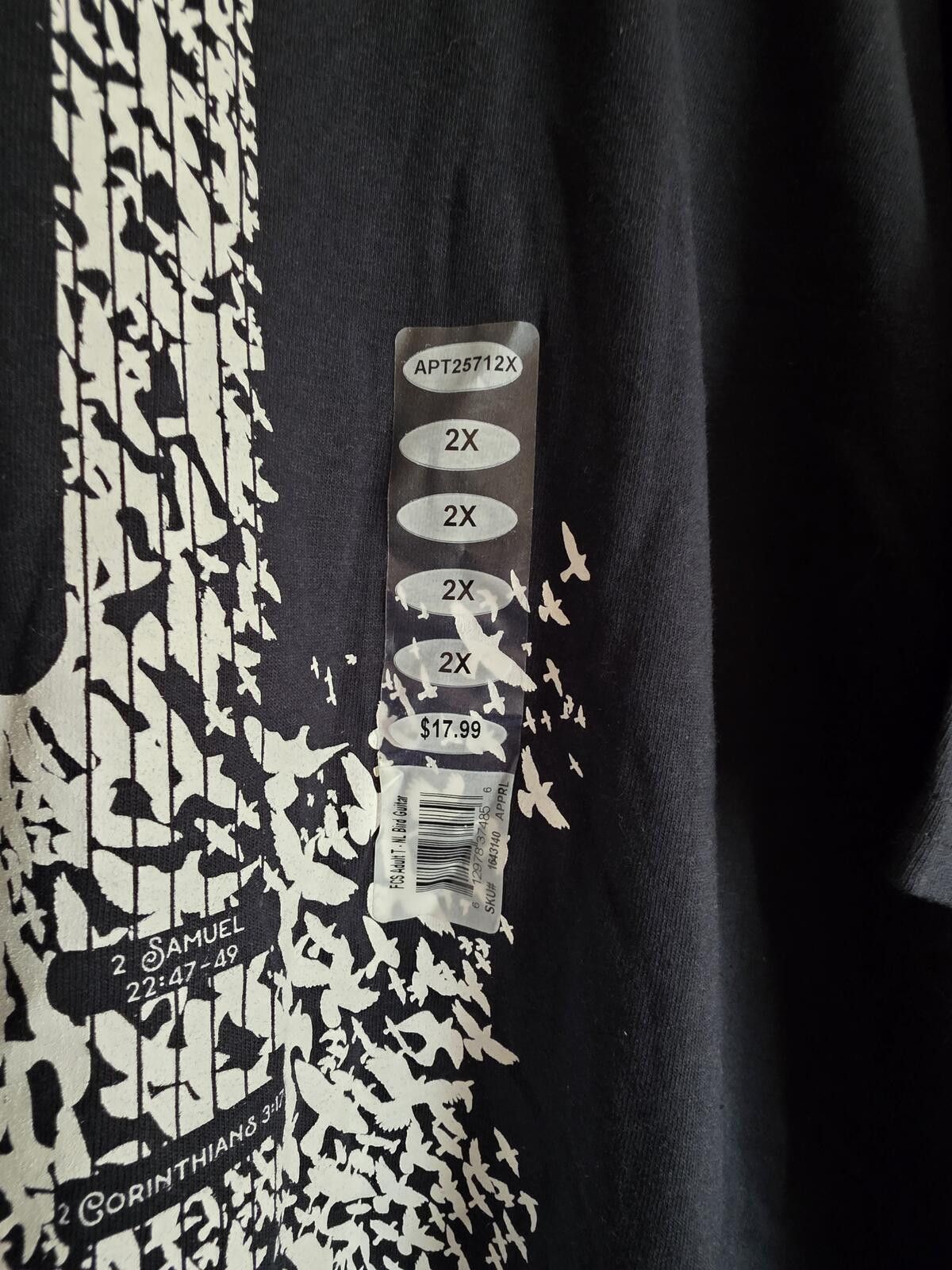 Gildan Bible Verse Religious Black Guitar Graphic T-Shirt Gildan 2X Size XXL / US 16-18 / IT 52-54 - 4 Thumbnail