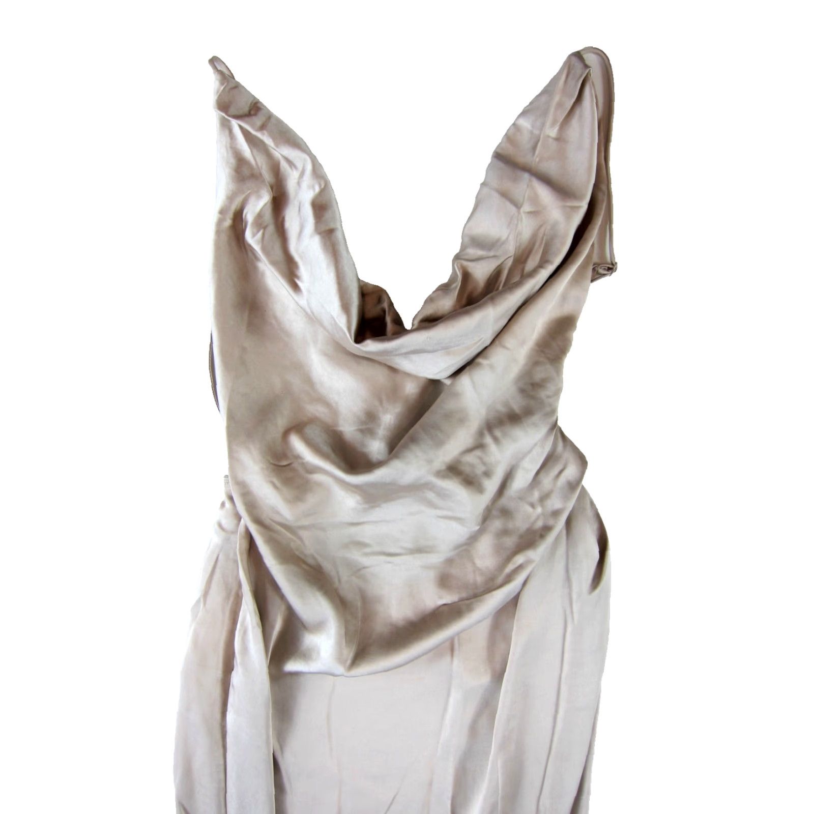 PrettyLittleThing Pretty Little Thing Naomi Campbell Silver Satin Strap Cowl Neck Maxi Dress 8 NWT Size M / US 6-8 / IT 42-44 - 4 Thumbnail