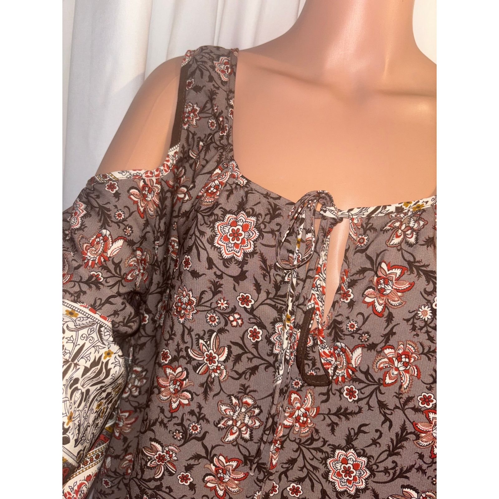 The Unbranded Brand West K XL - Floral Cold-Shoulder Blouse Size XL / US 12-14 / IT 48-50 - 3 Thumbnail