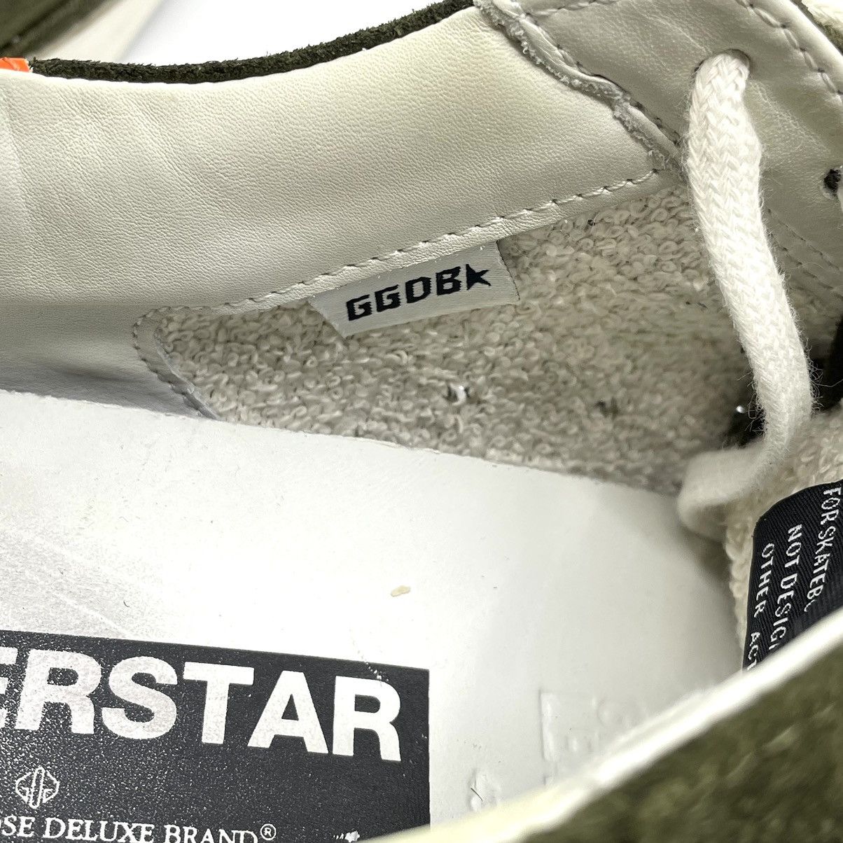 Designer Distressed Golden Goose Superstar Olive Suede Sneakers Size US 10 / EU 43 - 8 Thumbnail