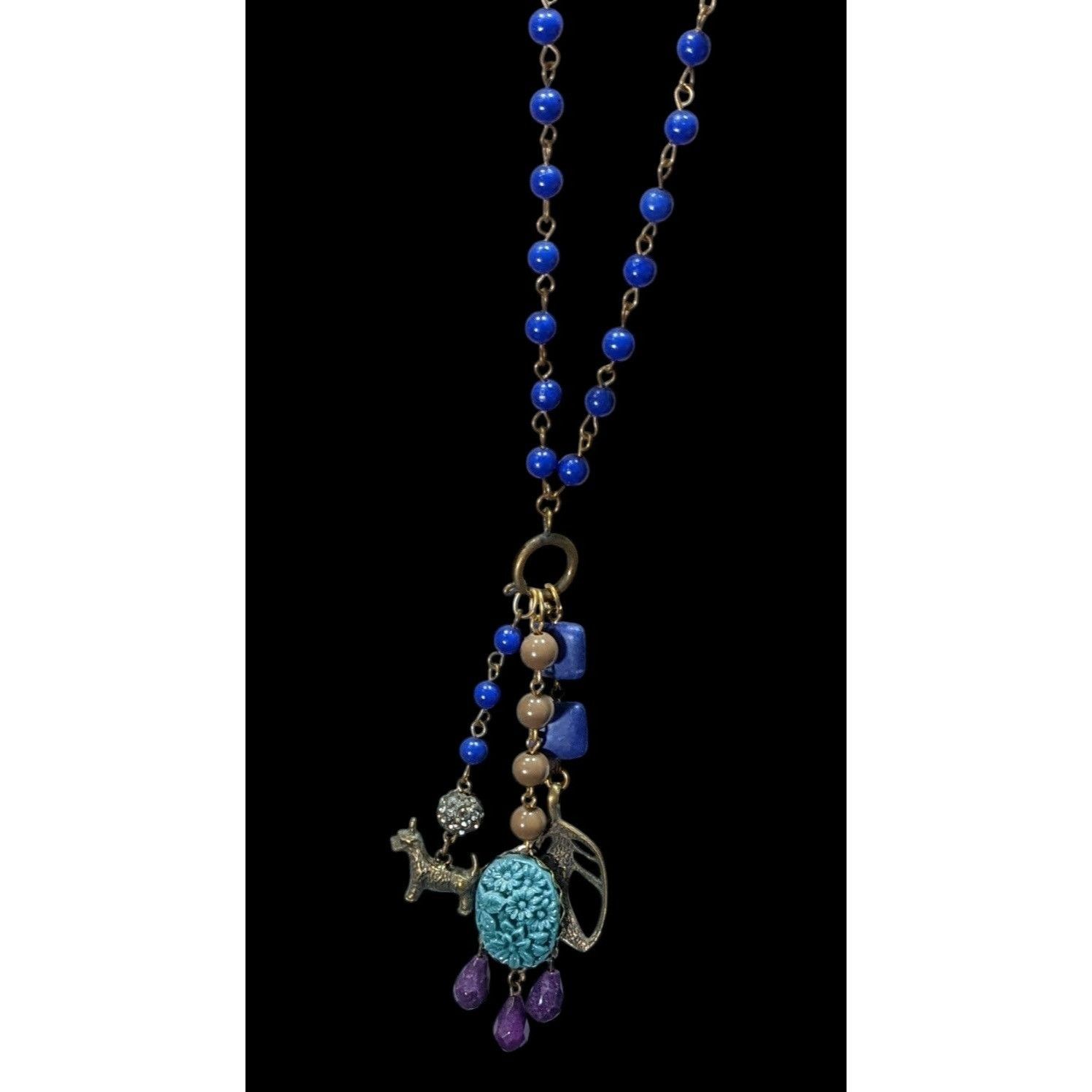 Other Vintage David Aubrey Blue Tassel Charm Necklace Size ONE SIZE - 3 Thumbnail