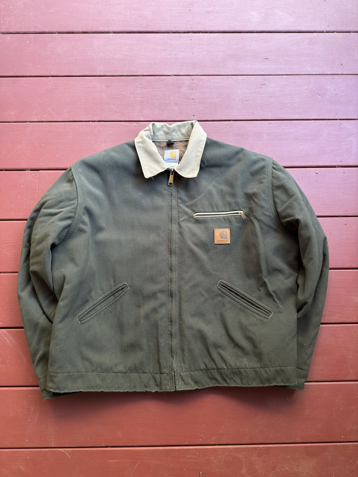 Vintage Vintage Carhartt Detroit jacket J129 OLV green | Grailed