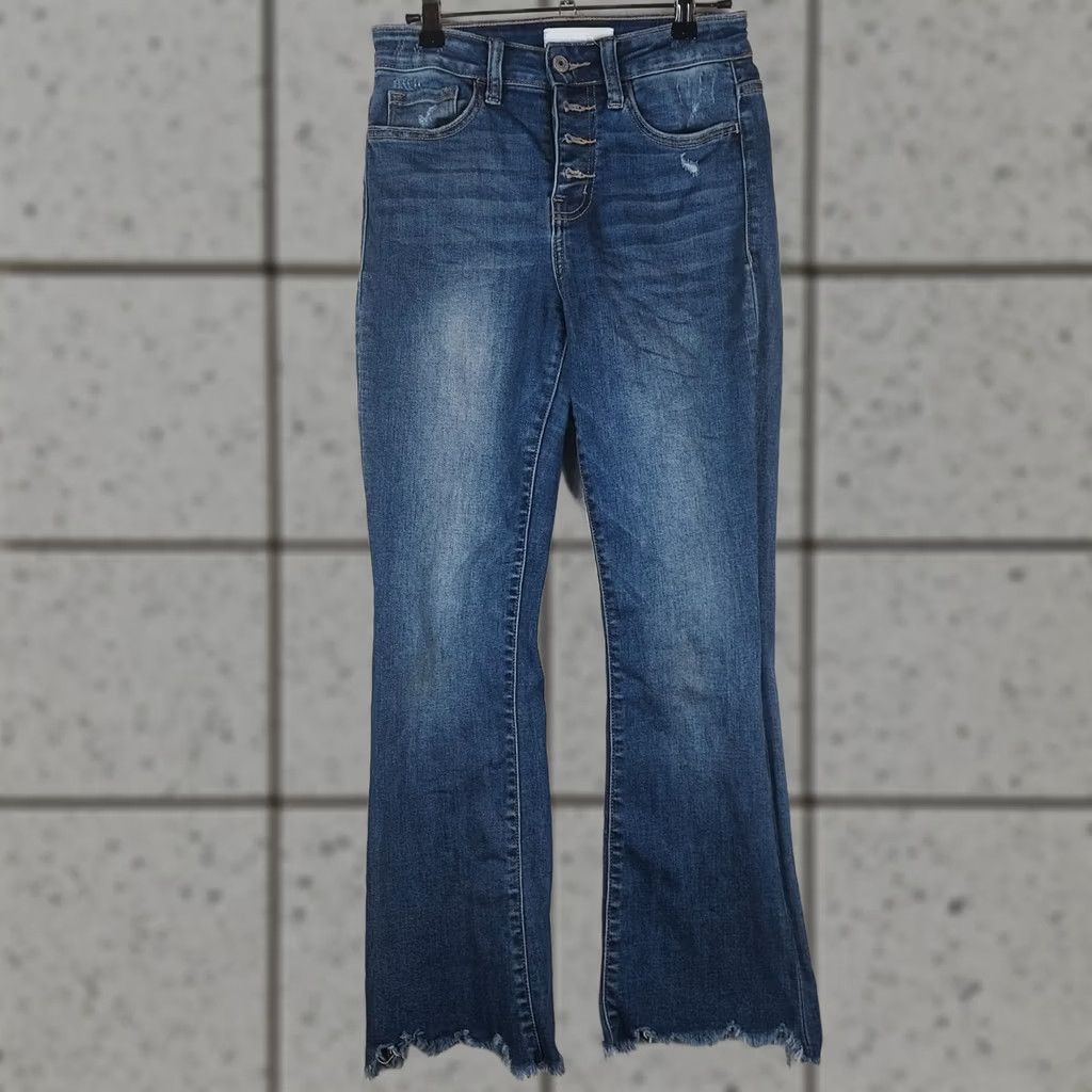 Denime Vervet Jeans Blue Womens Size 25 Straight Leg Distressed Denim 5-Pocket Button Closure Fashion Clothing Size 42" / US 20 - 1 Thumbnail