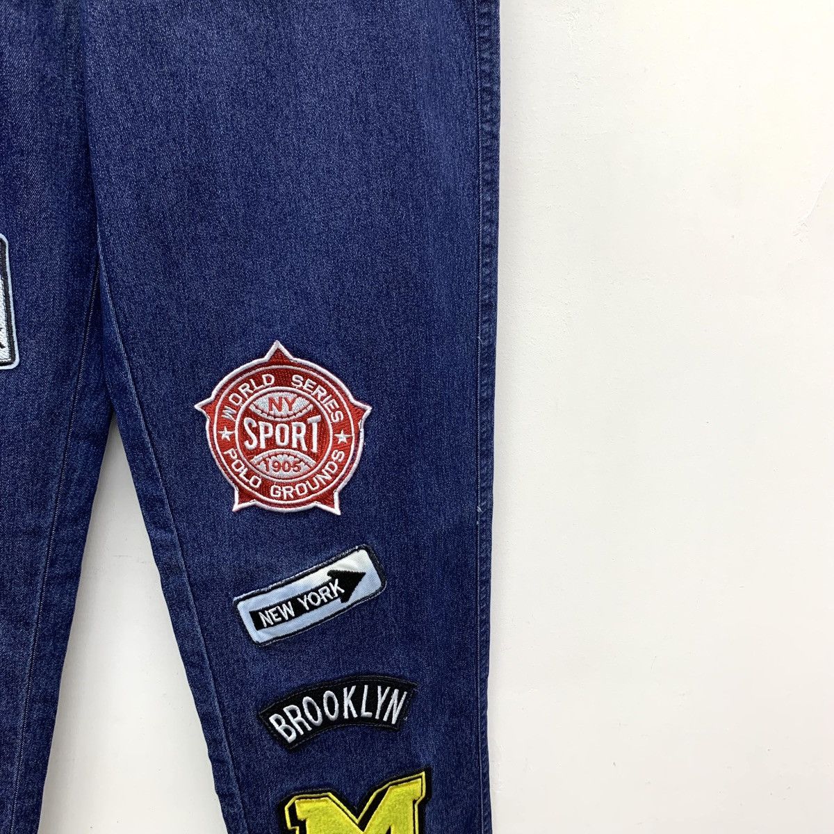 Calzedonia Calzedonia Dark Blue Letter Badge Cotton Denim Pants K26WX Size US 32 / EU 48 - 4 Thumbnail
