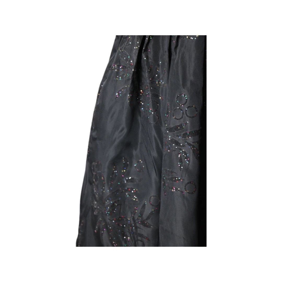 Vintage Vintage 1950s Black Evening Dress Flocked Skirt Glitter Med Size M / US 6-8 / IT 42-44 - 3 Thumbnail