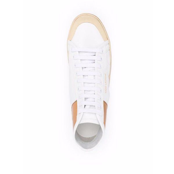 Saint Laurent Paris o1s1wg111024 Sl/39 Mid Top Sneakers in Blanc/Golden Brown Size US 11.5 / IT 41.5 - 2 Thumbnail