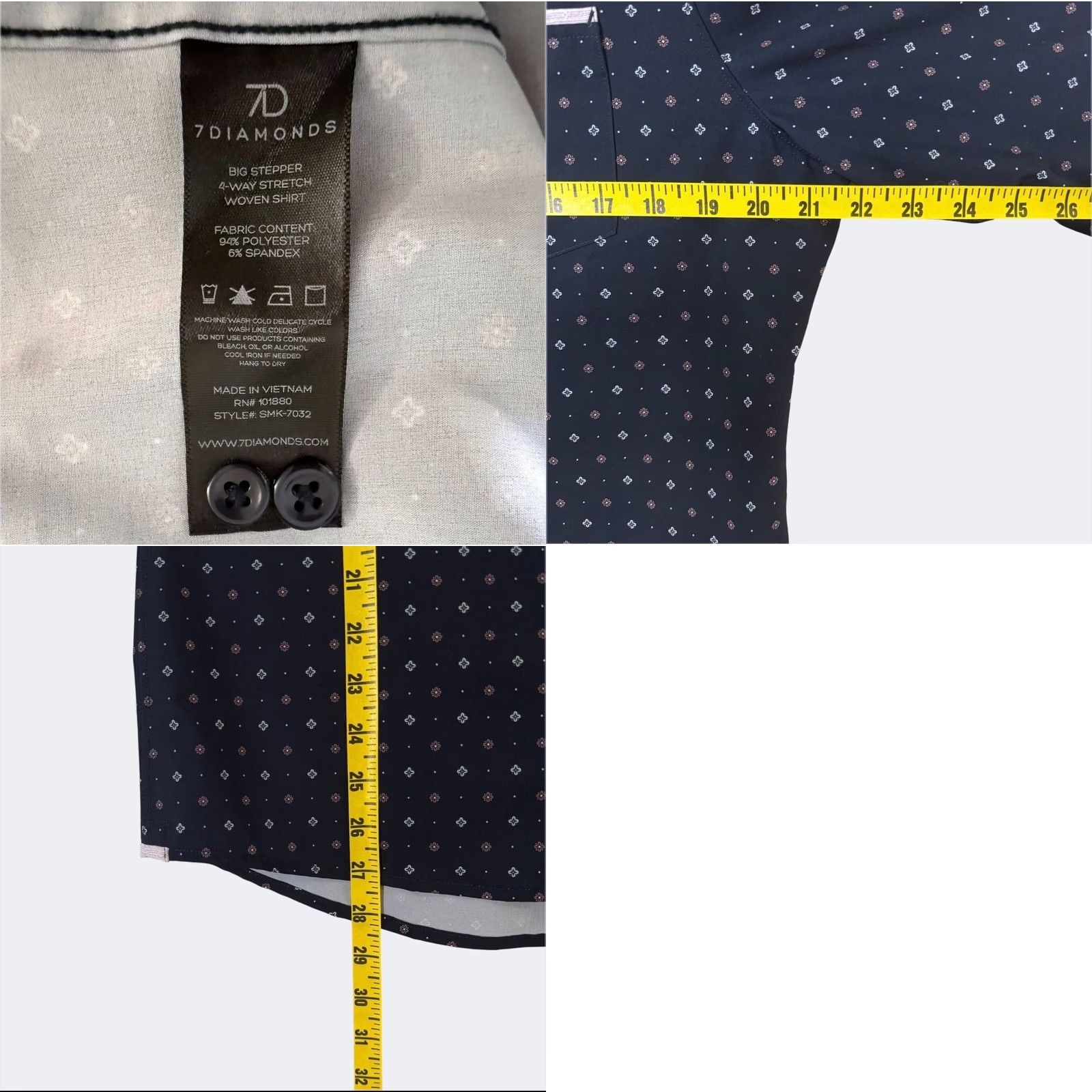 Vintage VINTAGE 7Diamonds Button-Up Shirt Blue Geometric 4-Way Stretch Mens Medium Size US M / EU 48-50 / 2 - 9 Thumbnail