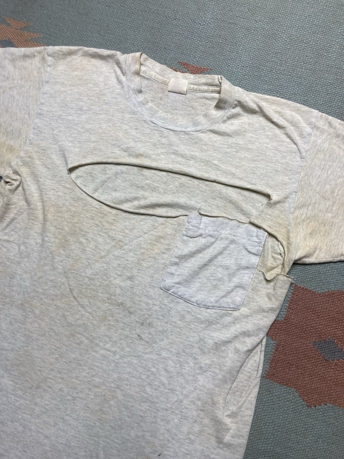 Fruit Of The Loom × Vintage 80s pocket t shirt fruit of the loom gray distressed medium Size US M / EU 48-50 / 2 - 4 Thumbnail
