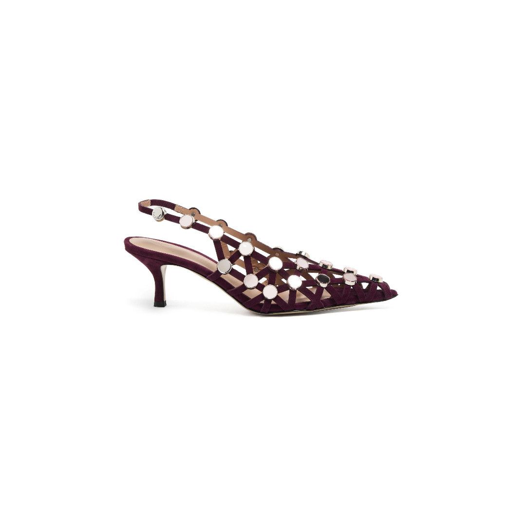 The Attico o1s22i1n0325 Grid Slingback Pumps in Burgandy Size US 9 / IT 39 - 1 Thumbnail