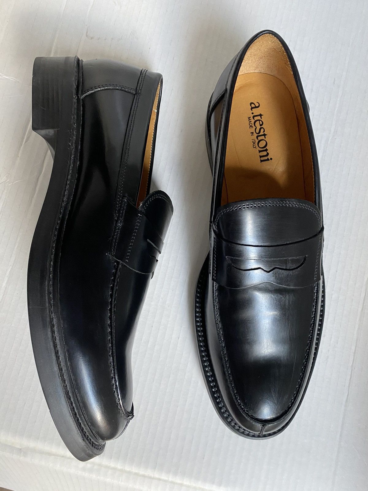 Testoni a.testini 🇮🇹 black abrasivato calf diamante sole loafer NEW Size US 11 / EU 44 - 3 Thumbnail