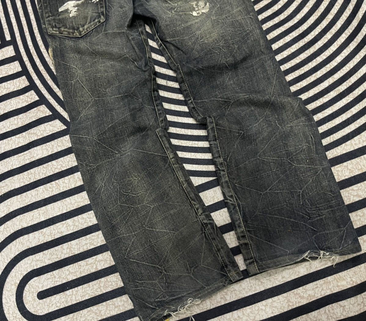 Japanese Brand 2000s KUI WASHABLE DISTRESSED JEANS RARE DESIGN Size US 33 - 10 Thumbnail