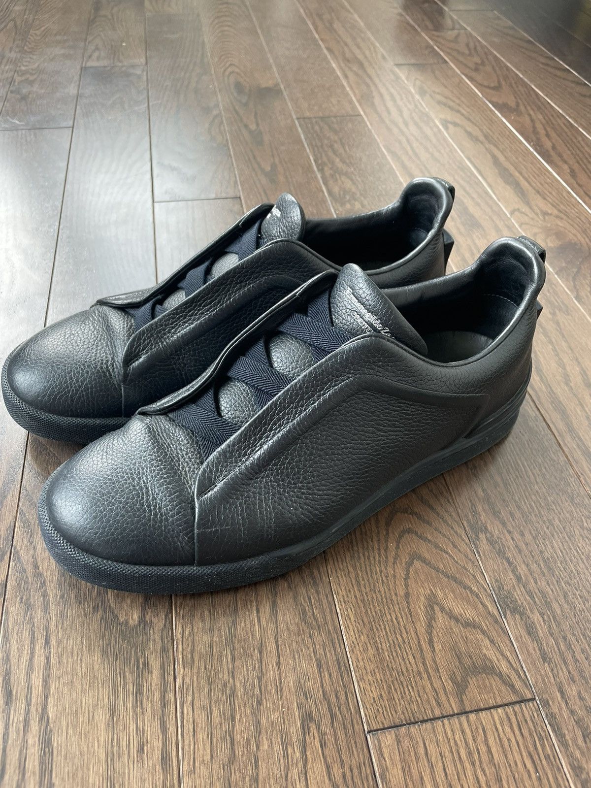 image of Ermenegildo Zegna Ermengildo Zegna Couture Triple Stitch Deerskin Sneakers in Blue, Men's (Size 11)