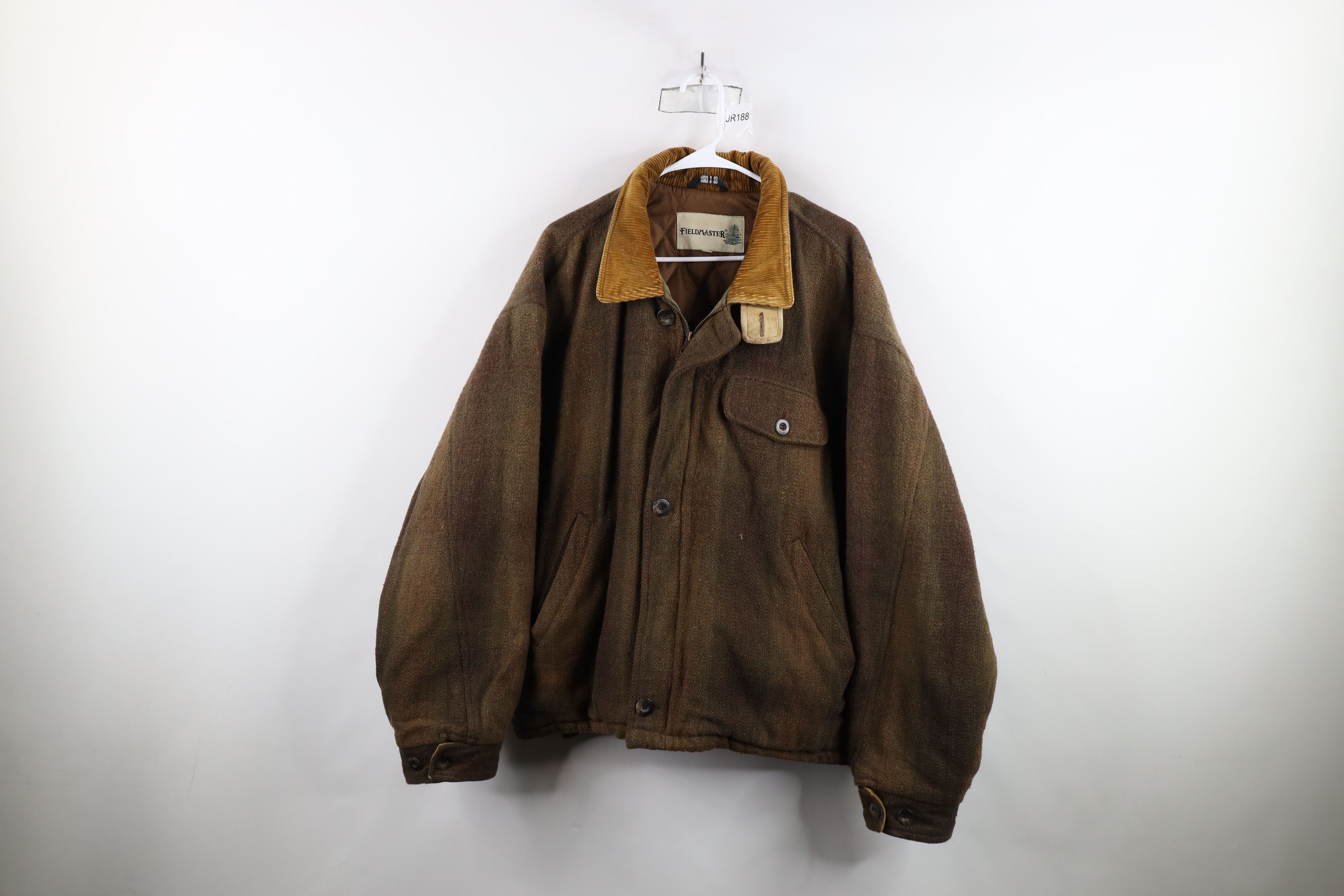 Vintage Vintage 90s Streetwear Back Wool Tweed Quilted Bomber Jacket Size US XL / EU 56 / 4 - 1 Thumbnail