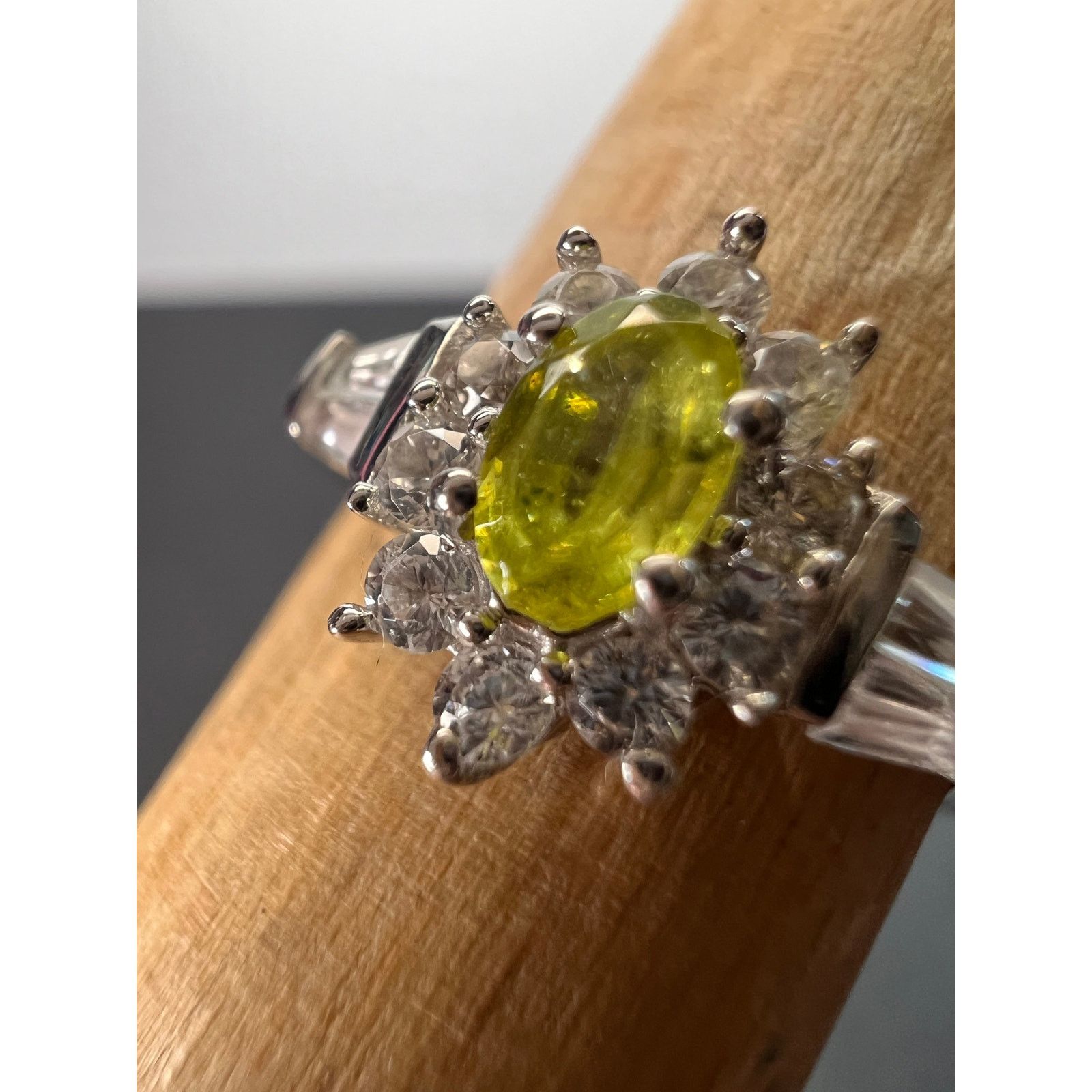 Other NEW Sphene halo ring in rhodium over sterling silver size 5 Size ONE SIZE - 3 Thumbnail