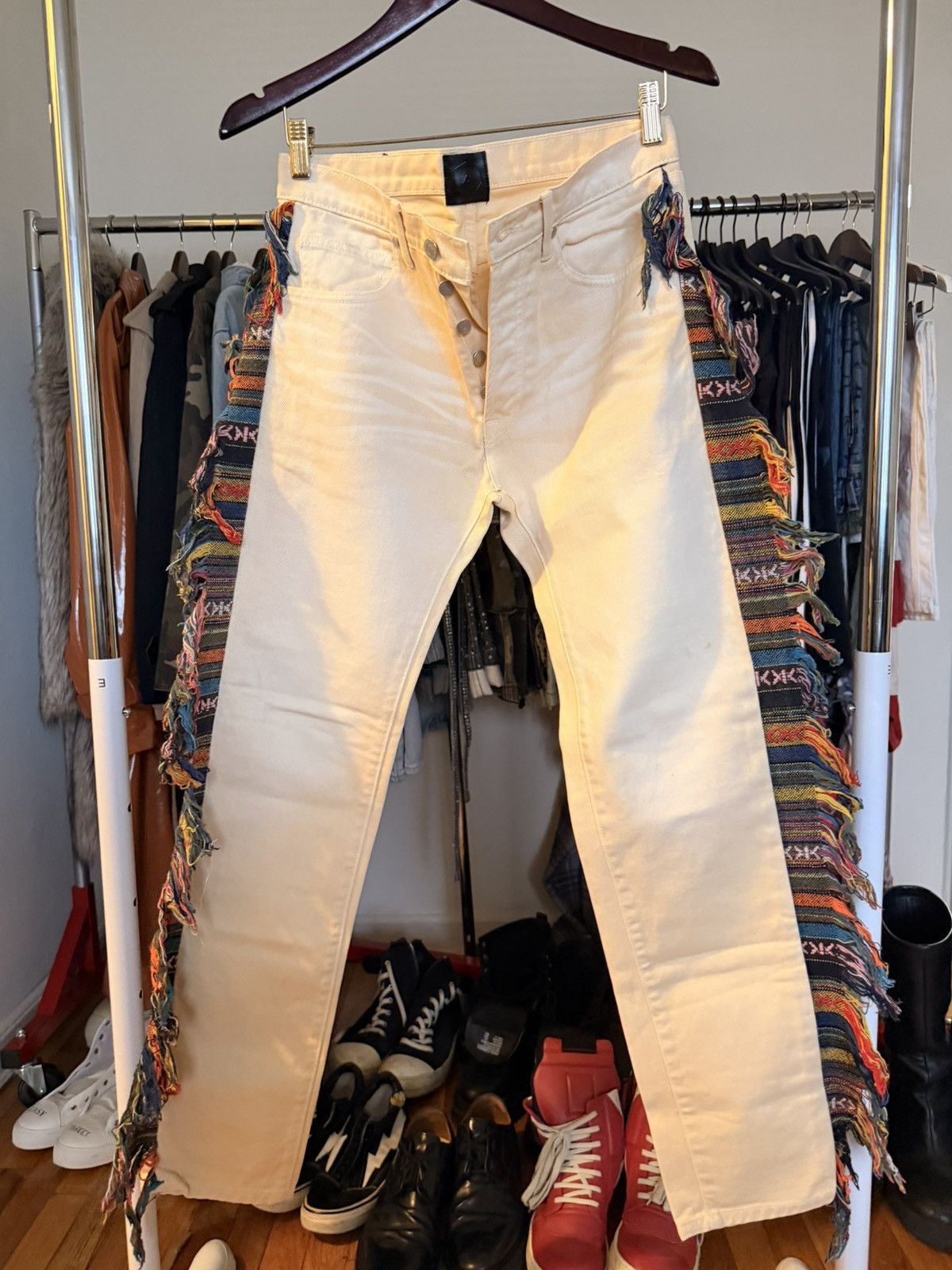 Alchemist Alchemist Beige Fringed Jeans Size US 29 - 3 Thumbnail