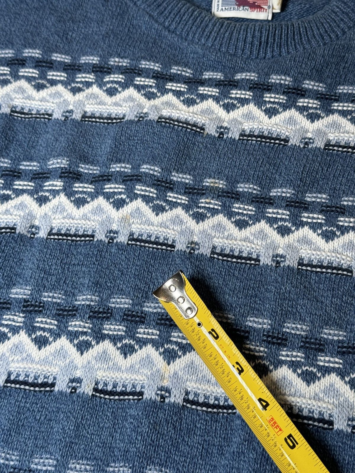 Vintage Vintage 90s American Spirit Blue Stripped Knit Sweater Size US L / EU 52-54 / 3 - 7 Thumbnail