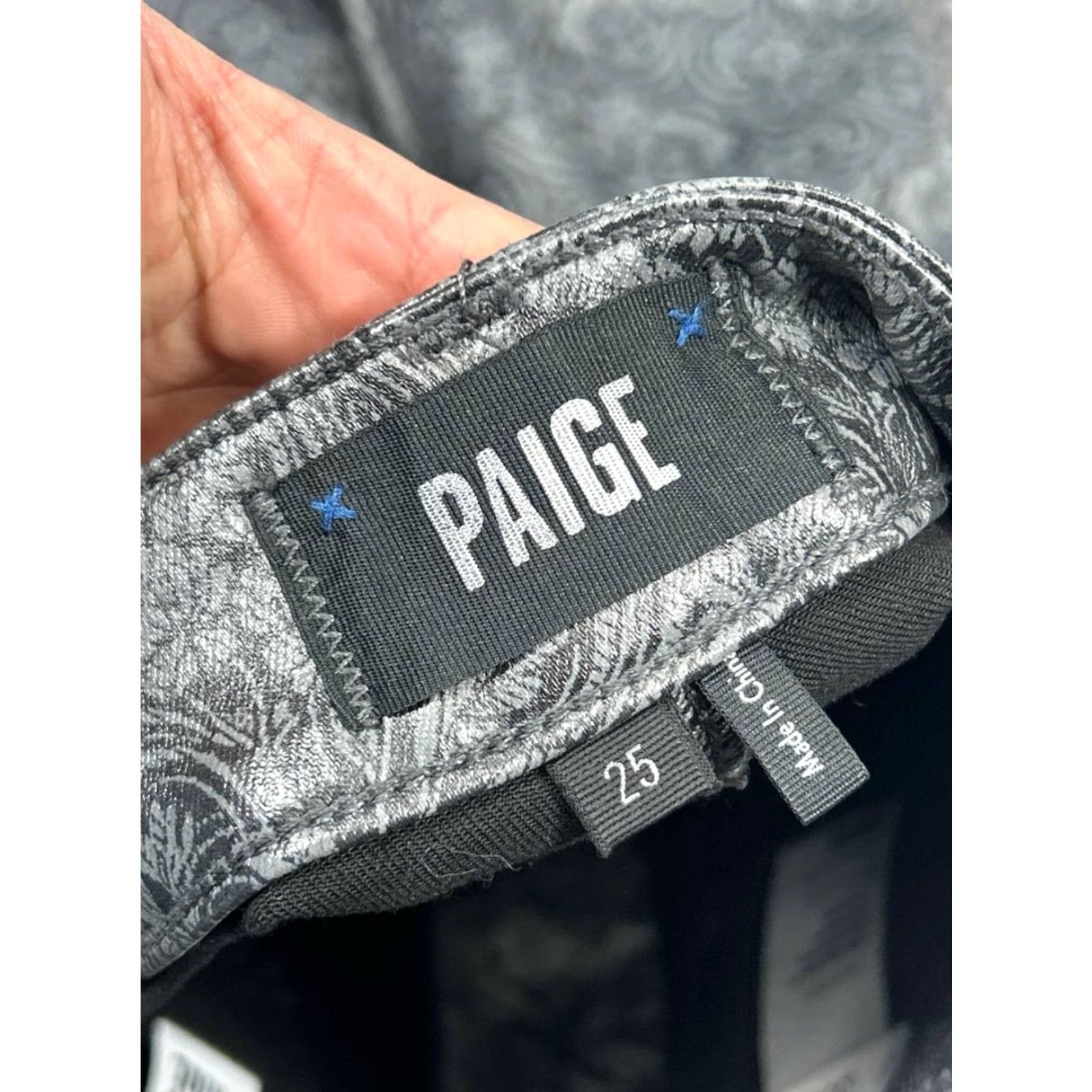 Paige Paige Jeans Womens Flared 25 Gray Logo JC Jacquard High Rise Lou Lou Landscape 25x31 Vintage No N/A Size 42" / US 20 - 7 Thumbnail