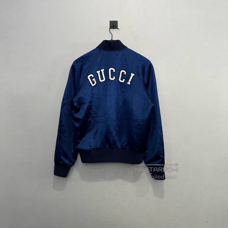 Gucci Gucci Blue silk baseball jacket Size US S / EU 44-46 / 1 - 2 Thumbnail