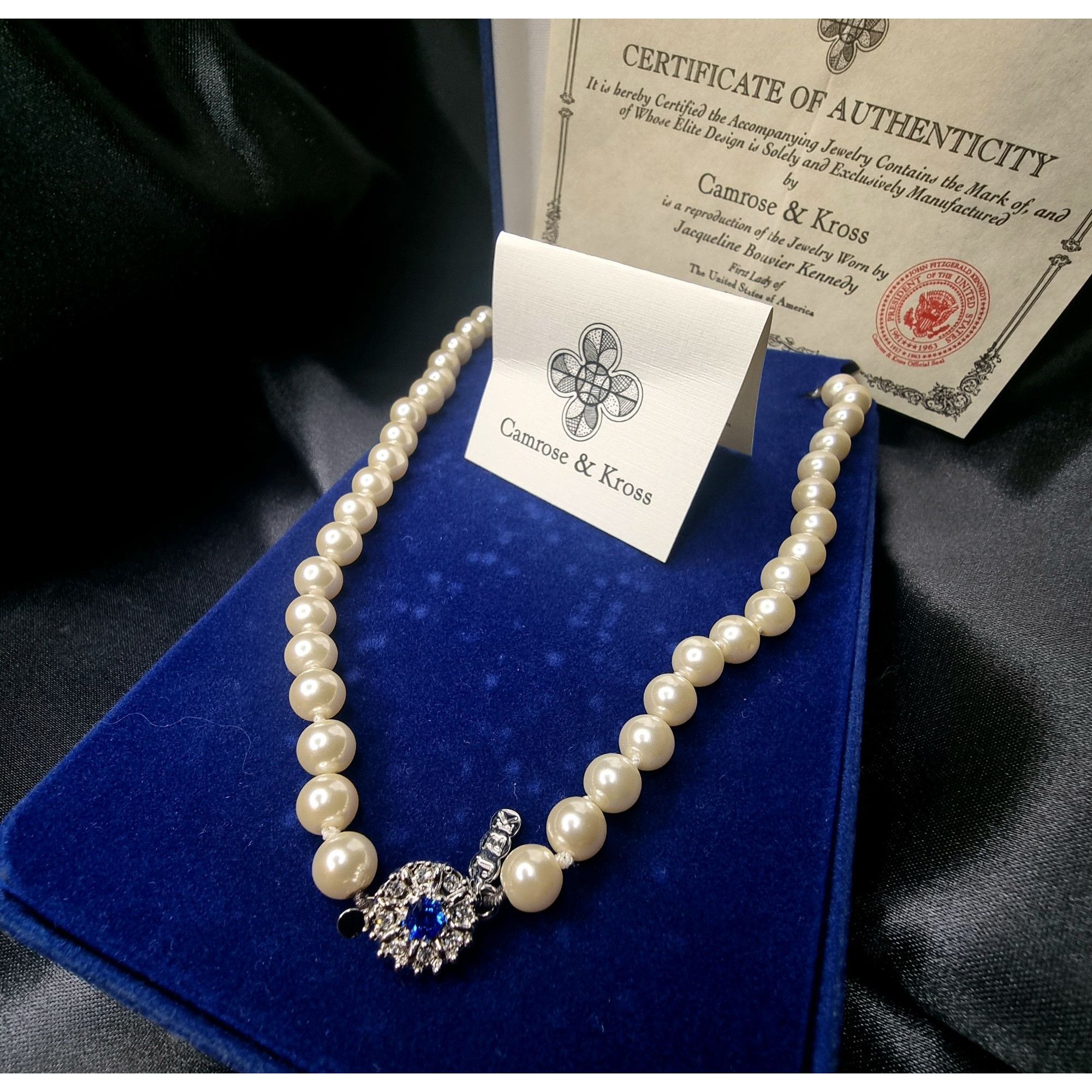 Vintage Vintage Camrose & Kross JBK Faux Pearl Necklace With Blue Rh Size ONE SIZE - 4 Thumbnail