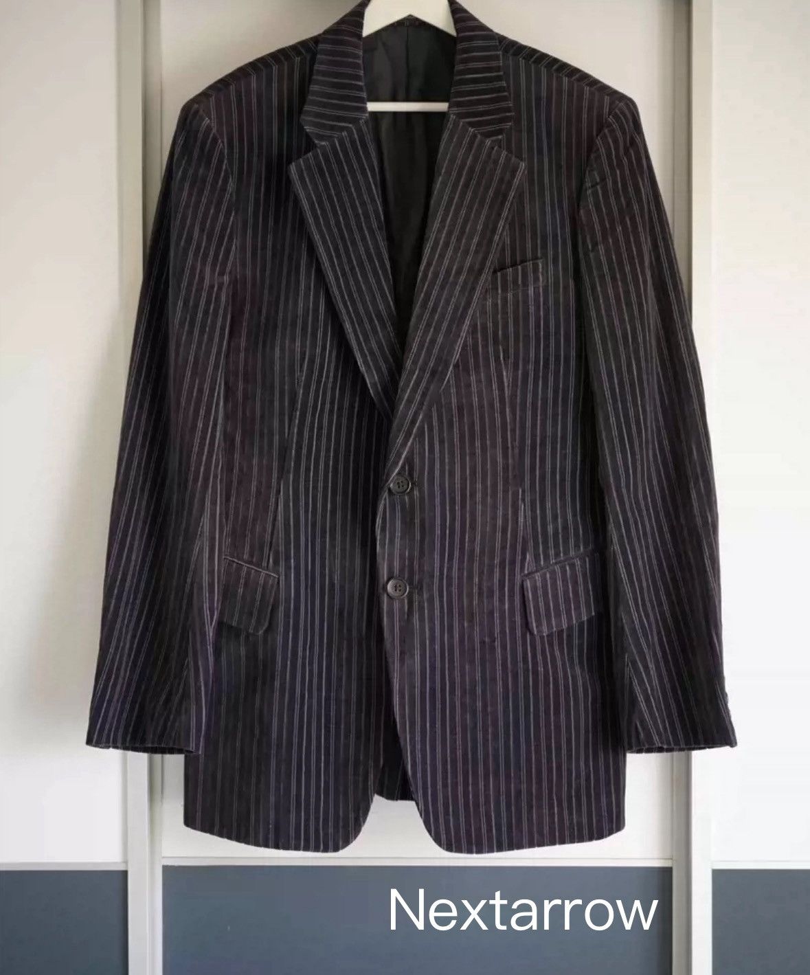 Yohji Yamamoto Yohji Yamamoto Purple Velvet Striped Suit 2412-Nextarrow Size US XL / EU 56 / 4 - 1 Thumbnail
