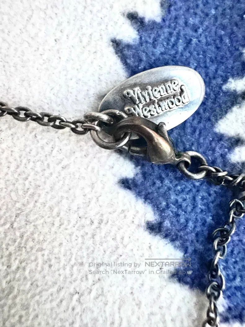 Vivienne Westwood Vivienne Westwood Distressed Gunmetal Black Bow Saturn Nec Size ONE SIZE - 5 Thumbnail