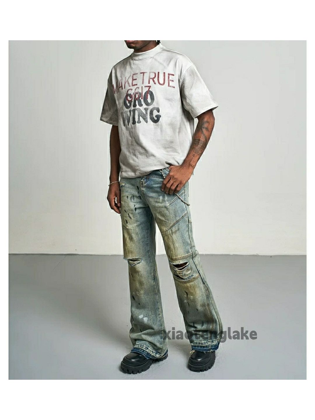 Jean × Vintage washed faded paint stain damaged grunge jeans Size US 32 / EU 48 - 5 Thumbnail