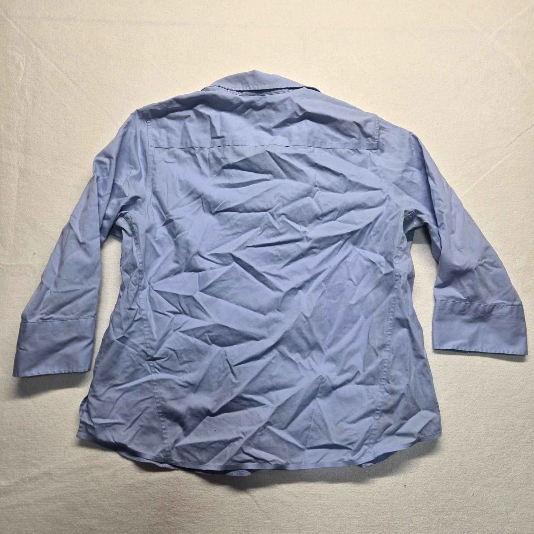 Vintage Foxcroft Shirt Women's XL Button Up Blue Solid Long Sleeve Collared Business Casual Size XL / US 12-14 / IT 48-50 - 8 Thumbnail