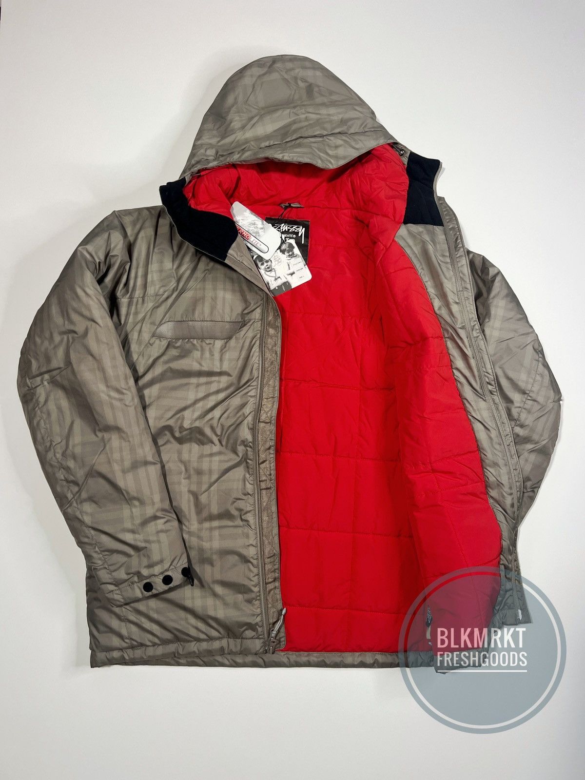 Stussy Vintage Stussy Plaid Thermolite Full Zip Jacket Khaki M Size US M / EU 48-50 / 2 - 2 Thumbnail