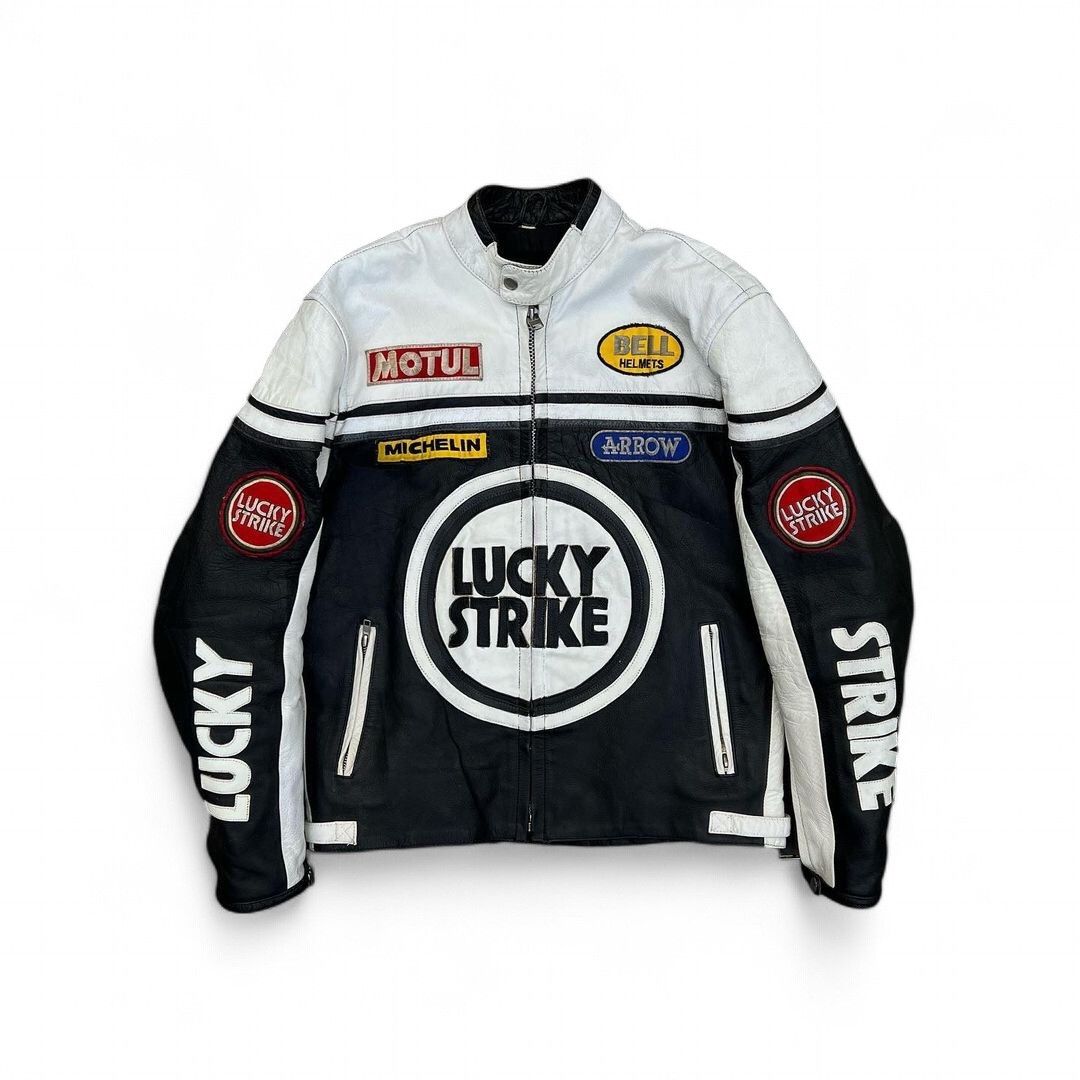 Leather Jacket × Racing × Streetwear Lucky Strike Vintage Leather ...