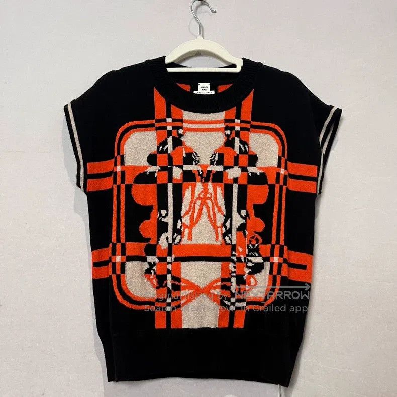 Hermes Hermes Plaid Evening Party Print Cashmere Short Sleeve T-S Size XS / US 0-2 / IT 36-38 - 1 Thumbnail