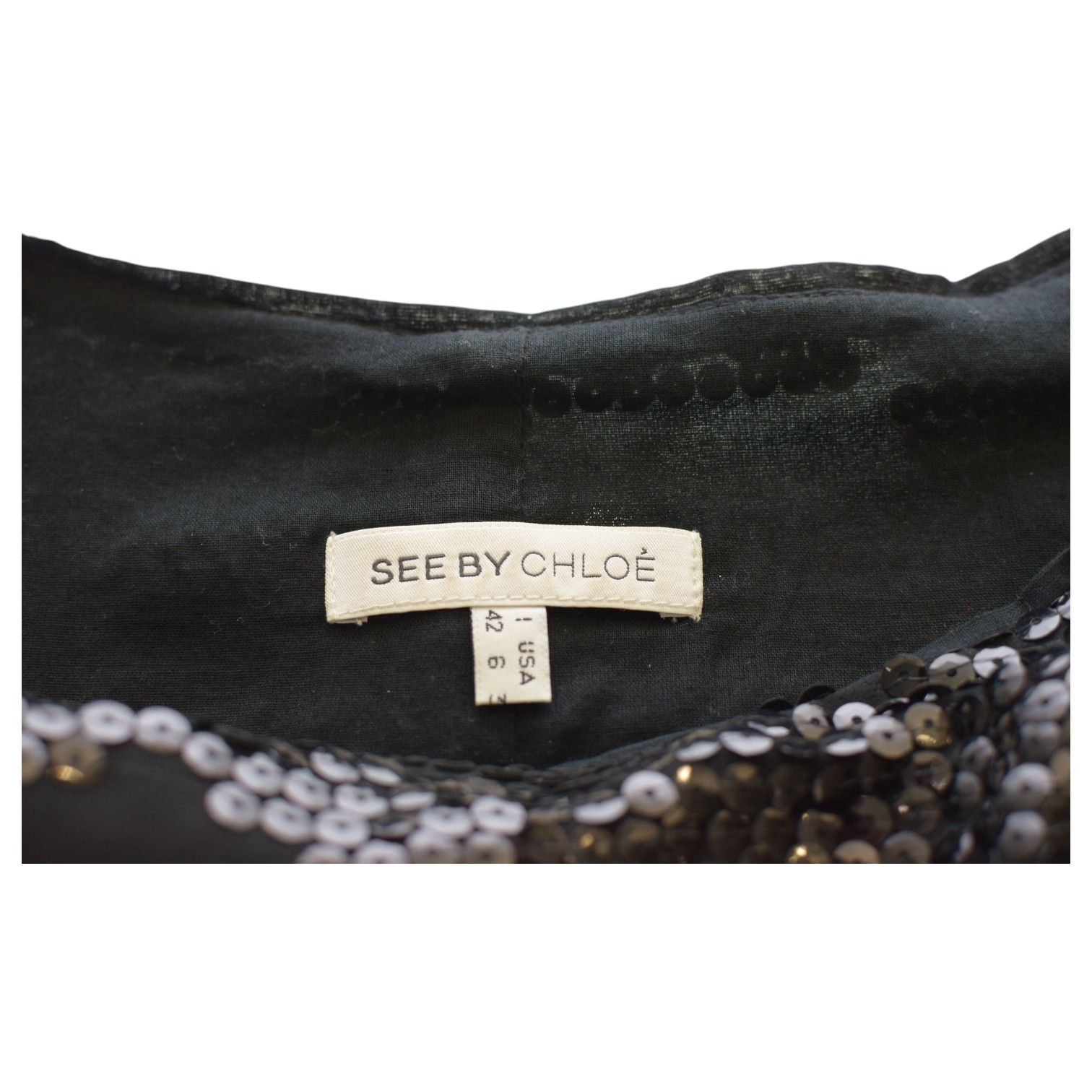 See by Chloe See By Chloe Black Sequined Short Mini Length Dress size 42 Size M / US 6-8 / IT 42-44 - 3 Thumbnail