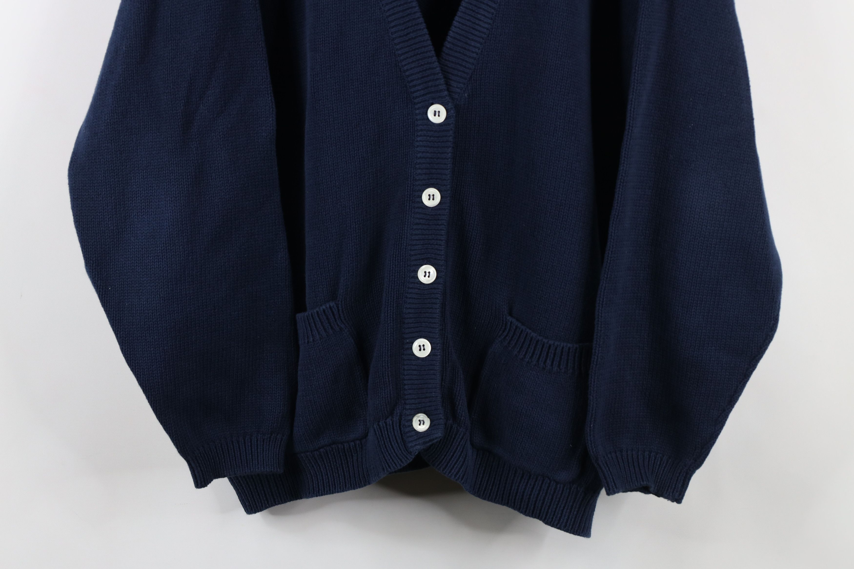 Vintage Vintage 90s Streetwear Cotton Knit Cardigan Sweater Blue Size L / US 10 / IT 46 - 3 Thumbnail
