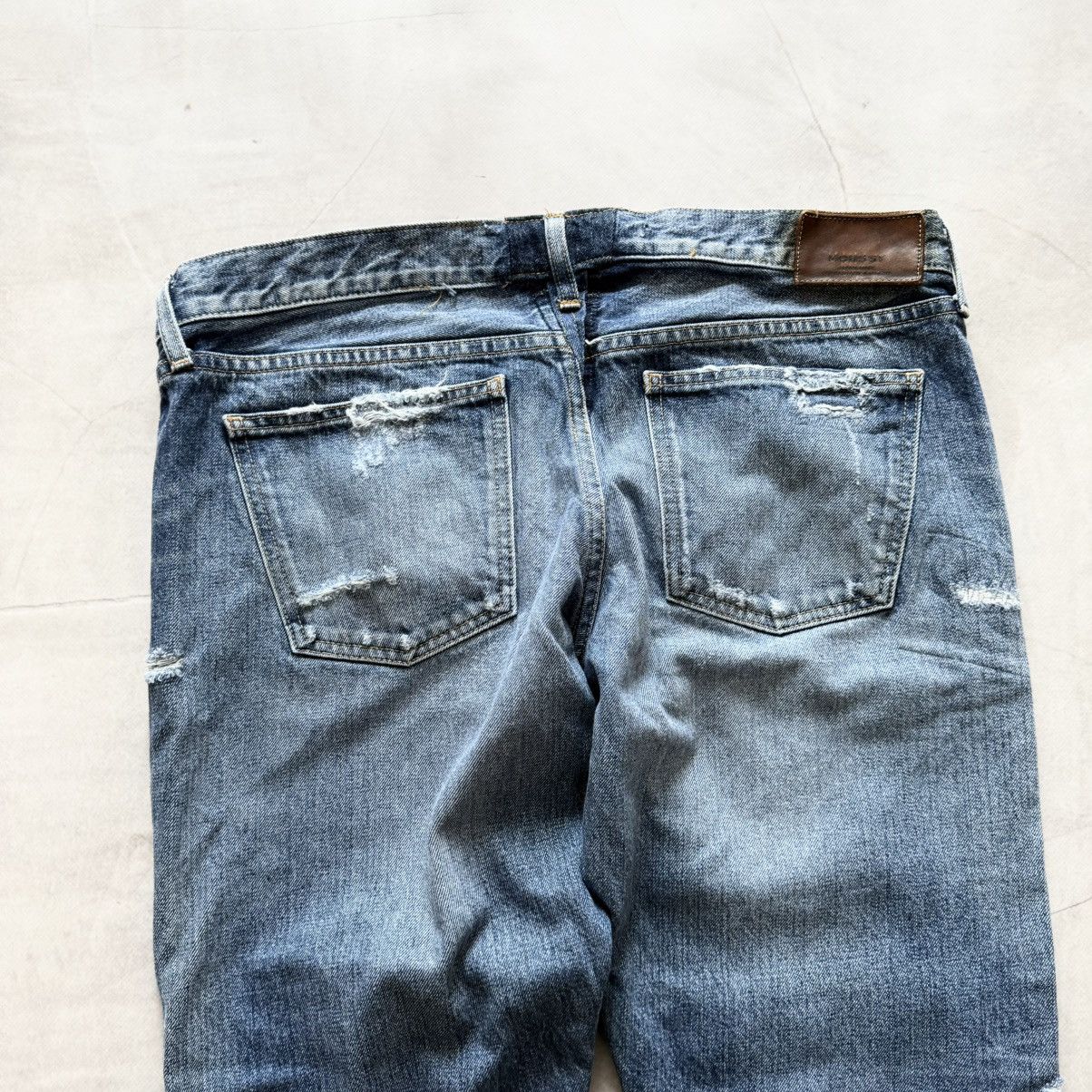 Samurai Jeans Archive Japan Moussy Distressed Trashed Blue Jeans Y2K Size US 31 - 11 Thumbnail