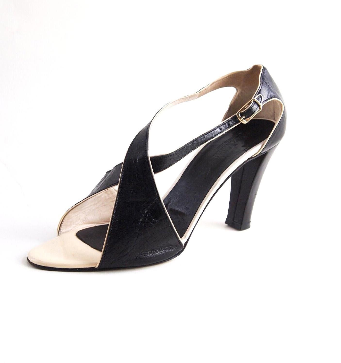 Designer Max Mara Slingback Sandals Black Leather EU 37 US 7 Size US 7 / IT 37 - 1 Thumbnail