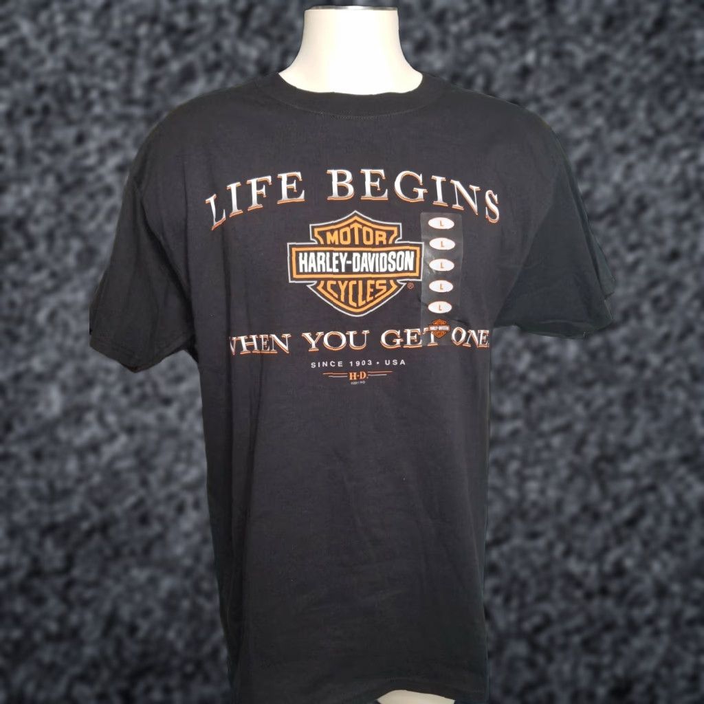 Harley Davidson VINTAGE Harley-Davidson T-Shirt Mens Large Black Retro 2011 Lakeland FL Double-Sided Crew Neck Short Sleeve Size US L / EU 52-54 / 3 - 1 Thumbnail