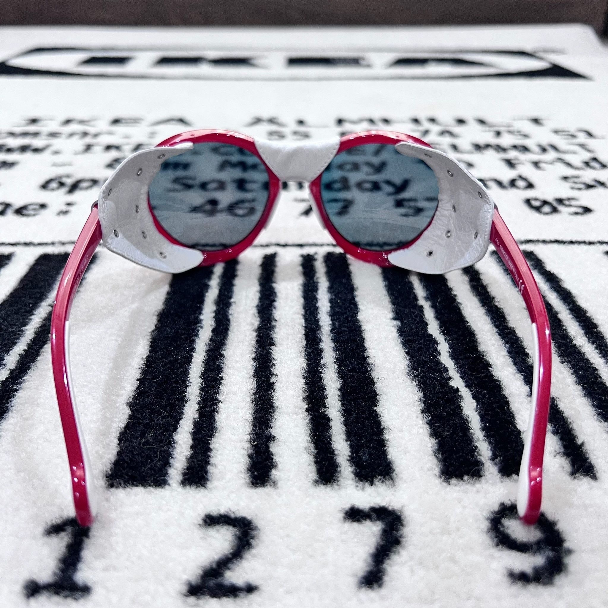 Moncler Moncler Red White Leather Side Shield Round Ski Sunglasses Size ONE SIZE - 9 Thumbnail
