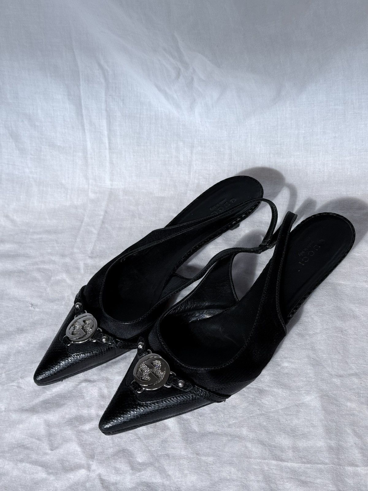 Gucci Gucci Interlocking GG Crystals Slingback Kitten Heels Size US 6.5 / IT 36.5 - 2 Thumbnail