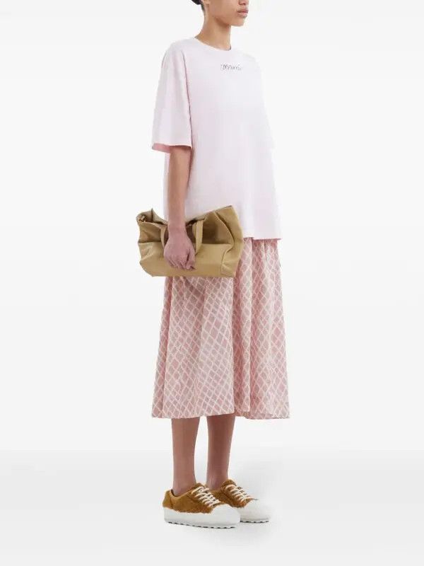Marni o1w1db11125 Logo-Print Cotton T-Shirt in Pink Size L / US 10 / IT 46 - 5 Thumbnail