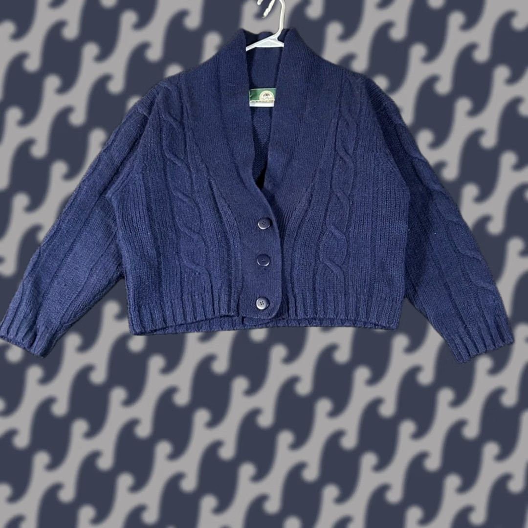 Vintage VINTAGE British Handknits Cardigan Shirt Women XL Blue Three Button Cable Knit Shetland Wool Size L Size XL / US 12-14 / IT 48-50 - 1 Thumbnail