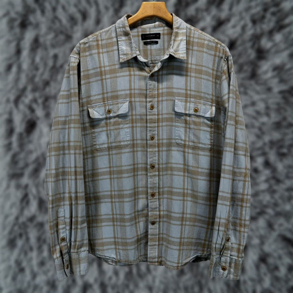 Lucky Brand Lucky Brand Linen Blend Button-Up Shirt Mens XXL 2XL Plaid Classic Fit Navy Tan Beach Outdoor Breathing Short Sleeve? Size US XXL / EU 58 / 5 - 1 Thumbnail