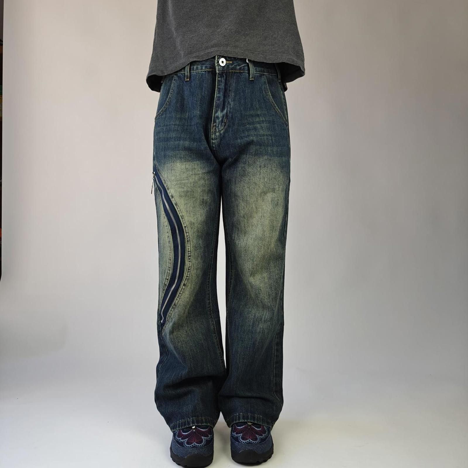 Other Blue Faded Sidezip Wide Leg Denim Size US 32 / EU 48 - 1 Thumbnail