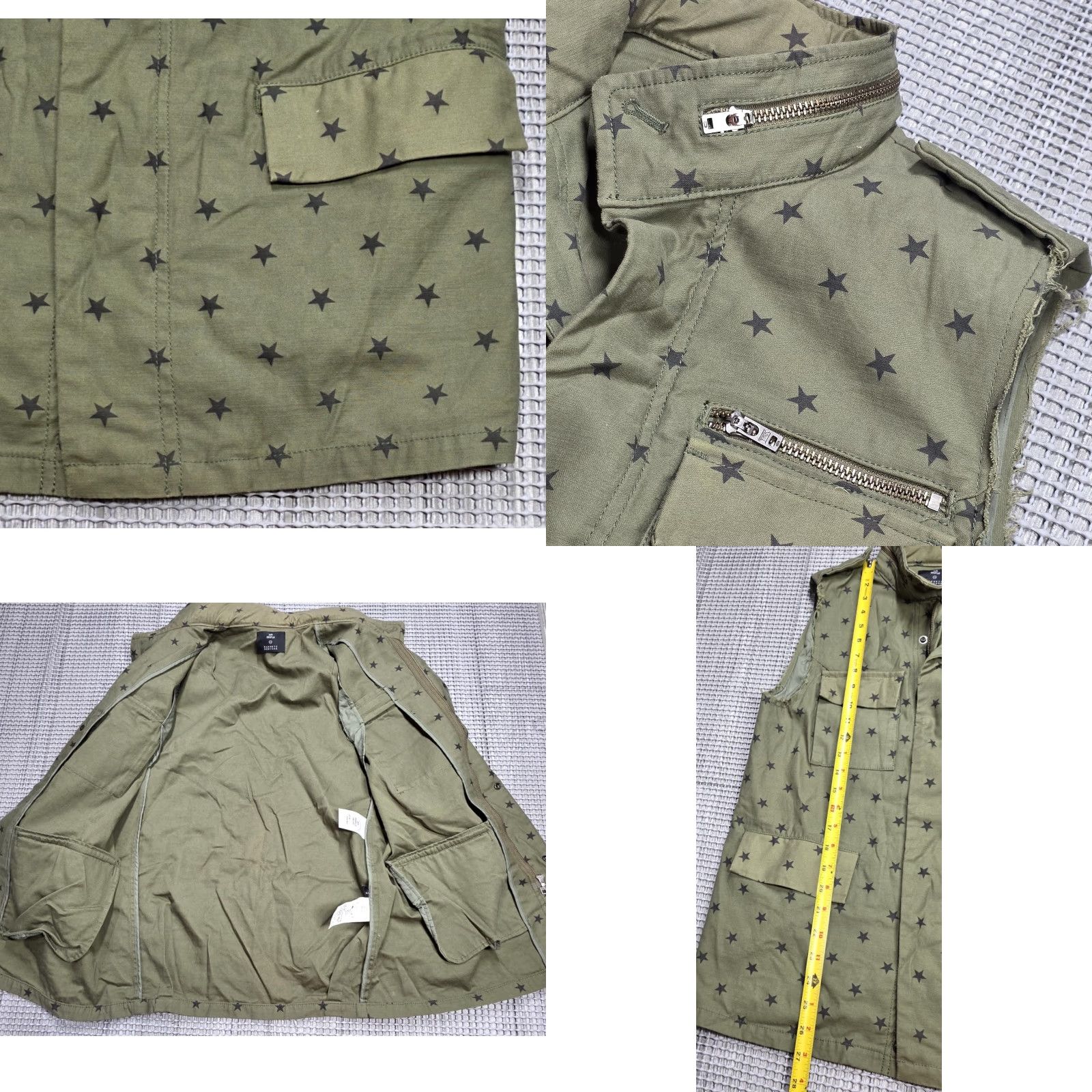 ALOHAS AR by Aloha Rag Military Jacket XS Green Stars Canvas Zip Snap Button Vintage? No Size US XS / EU 42 / 0 - 8 Thumbnail