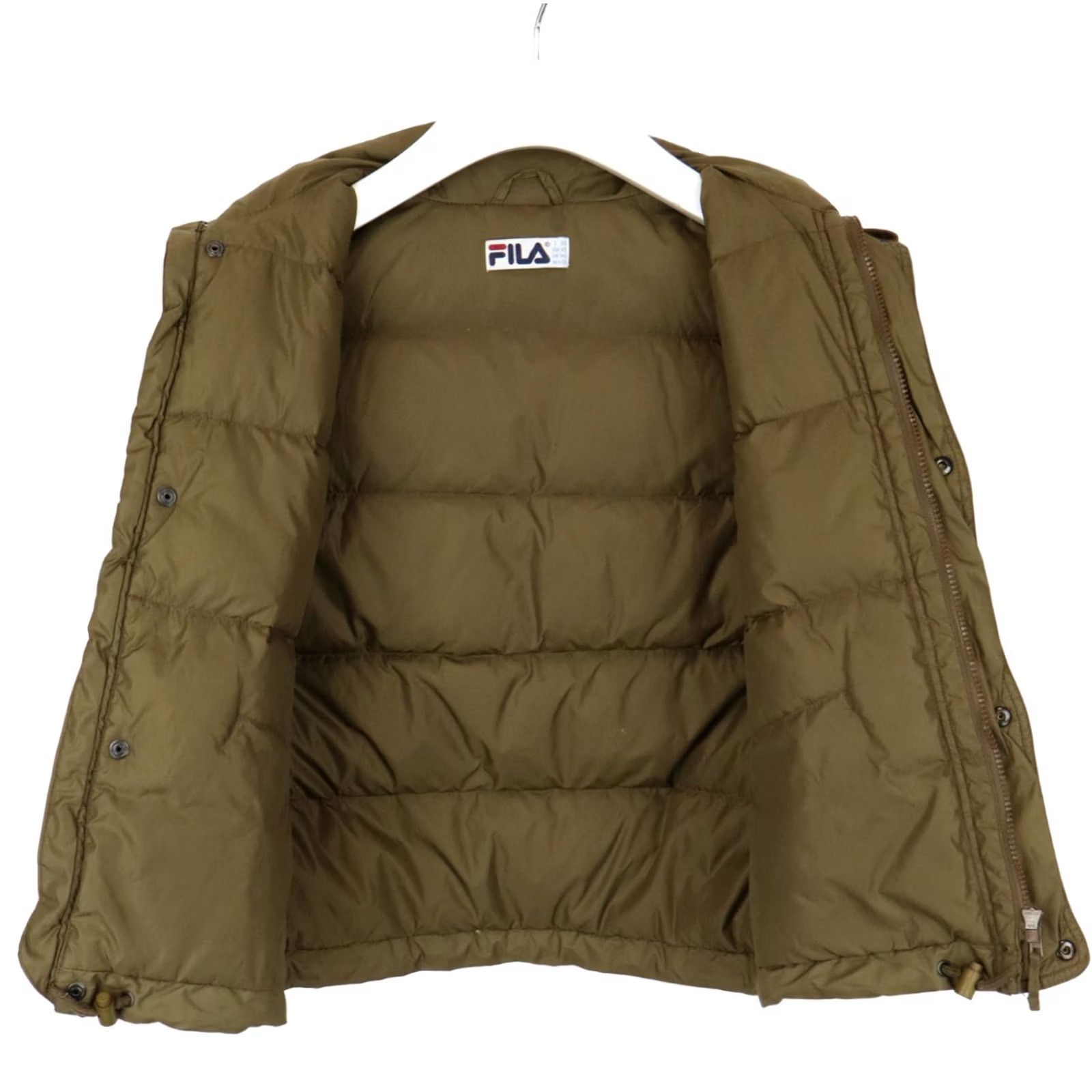 Fila FILA Waistcoat Men's XS Full Zip Down Filled Quilted Hidden Hood Brown Size US XS / EU 42 / 0 - 4 Thumbnail