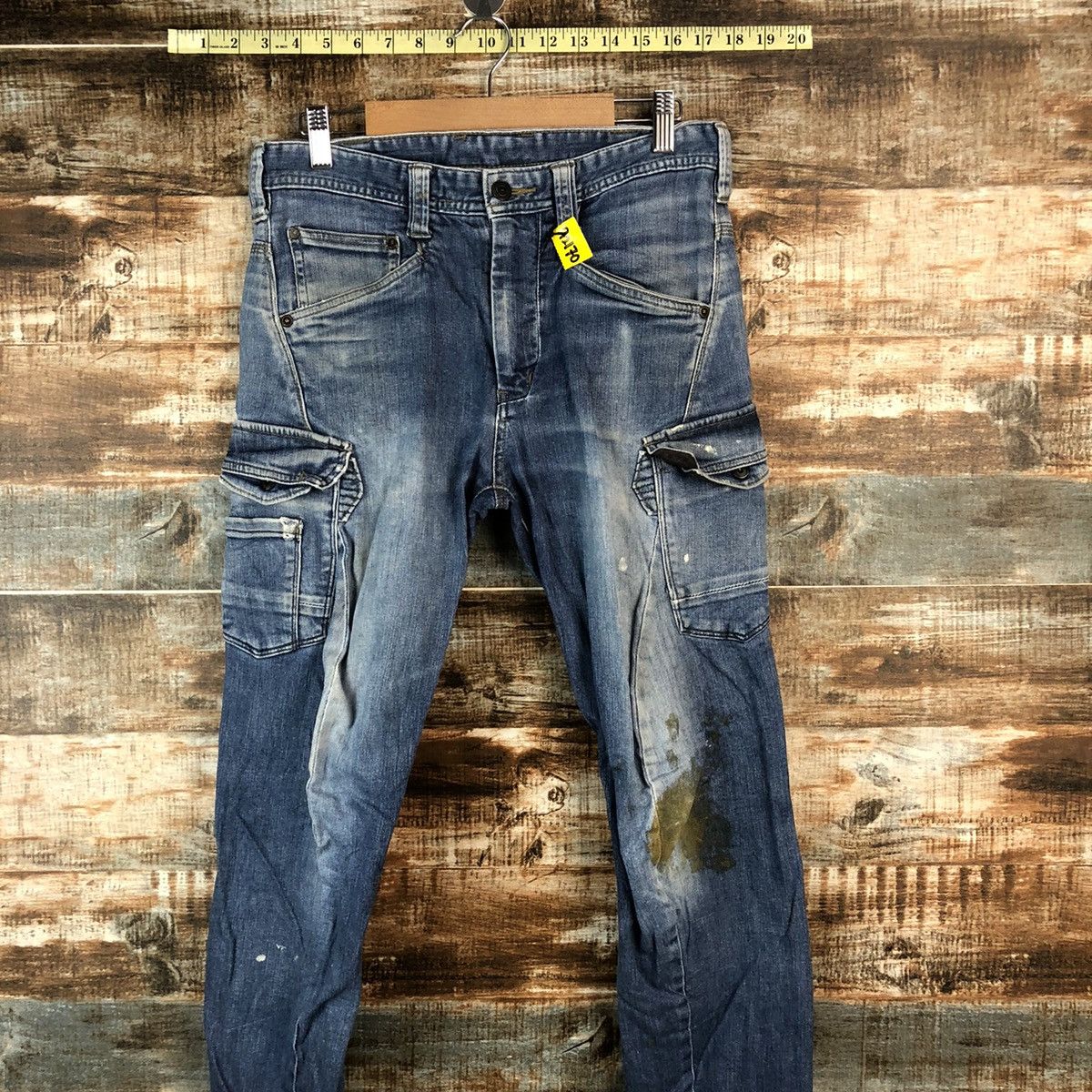 Japanese Brand Even River Blue Distressed Denim Multipocket Pants #A2170 Size US 29 - 2 Thumbnail