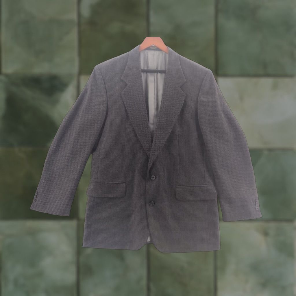 Oscar De La Renta Oscar De La Renta Mens Luxury Houndstooth Wool Blend Sports Coat 42L Size Tailored Blazer Size 42R - 1 Thumbnail