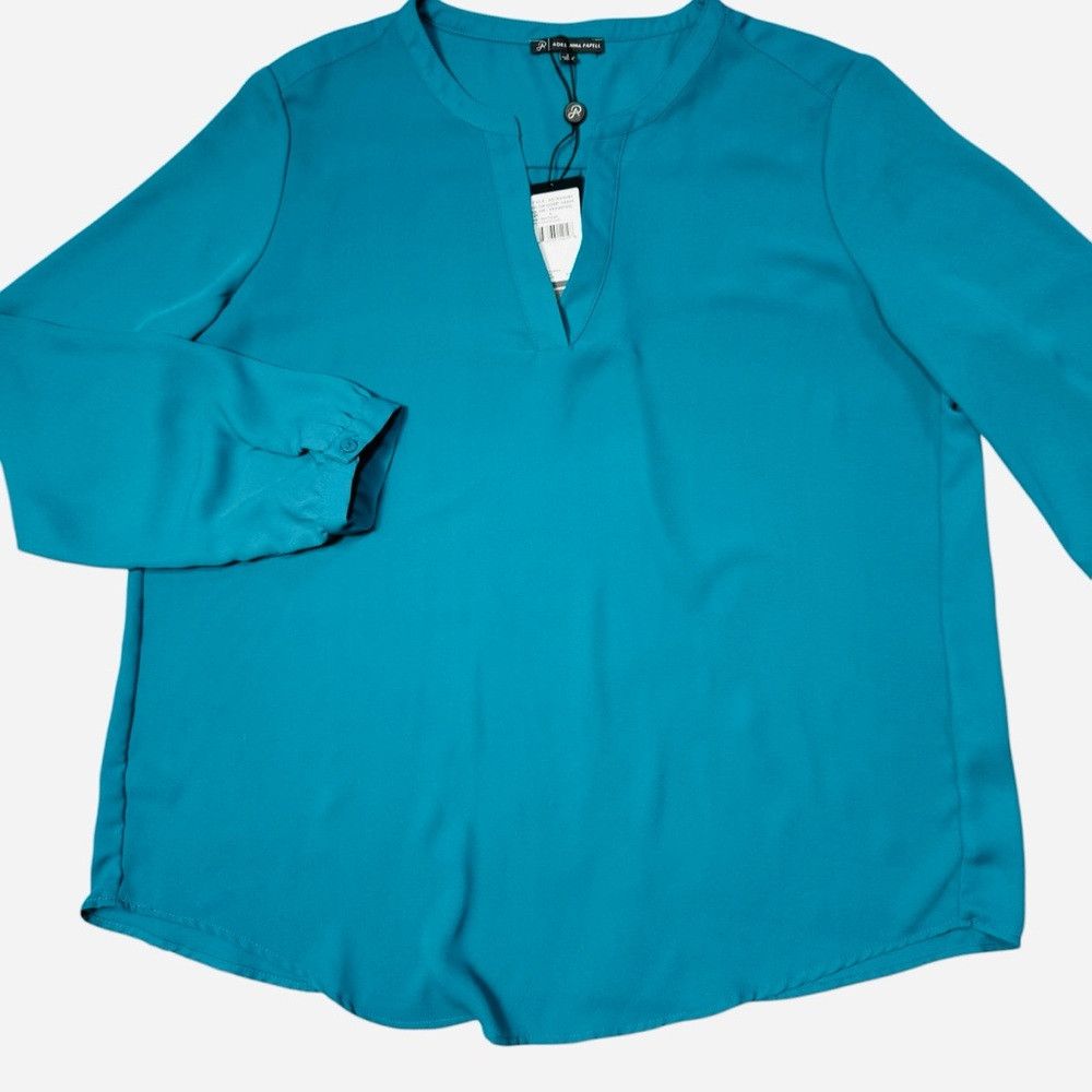 Adrianna Papell NWT New $89 Adrianna Papell Teal Long Sleeve Blouse Size L Size L / US 10 / IT 46 - 5 Thumbnail