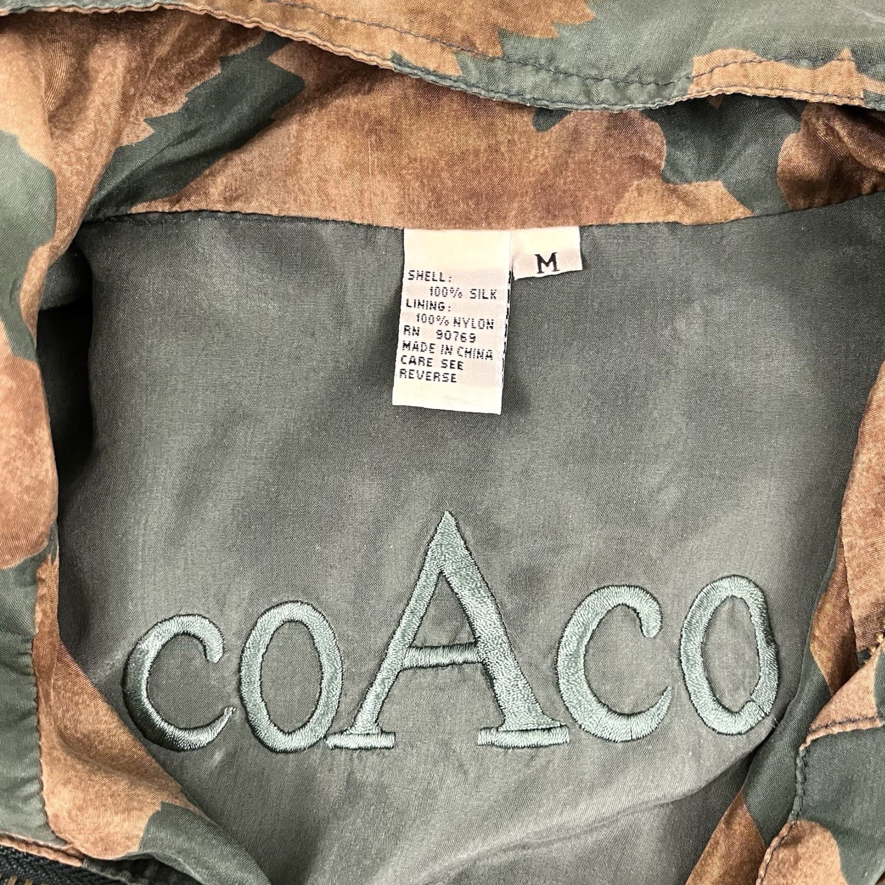 Vintage COACO Jacket Unisex Adult Medium Multicolor Silk Bomber 