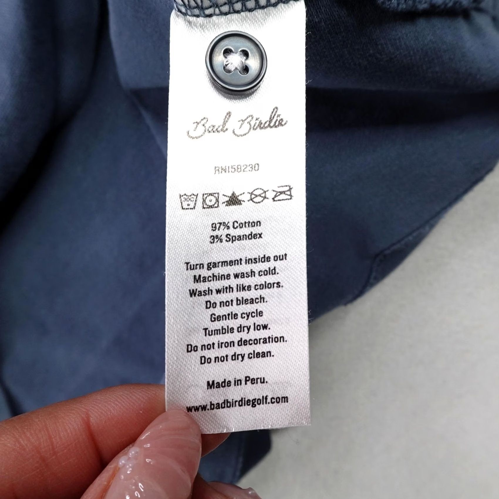 Vintage Bad Birdie Polo Shirt Mens XL Blue Pique Cotton Contrast Collar Golf Performance Size US XL / EU 56 / 4 - 3 Thumbnail
