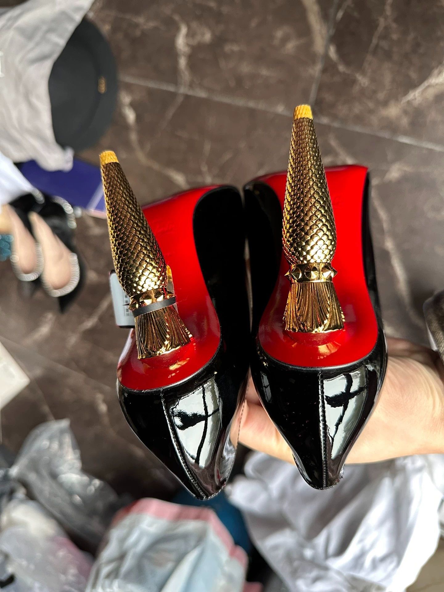 Christian Louboutin Christian Louboutin Lipstick-Shaped Heel Black Patent Leather 36 Size US 5.5 / IT 35.5 - 4 Thumbnail